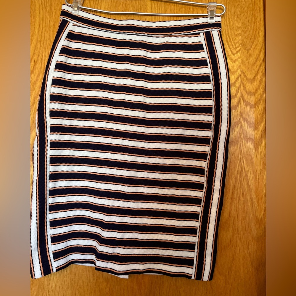 Banana Republic Navy and White Striped Pencil Skirt